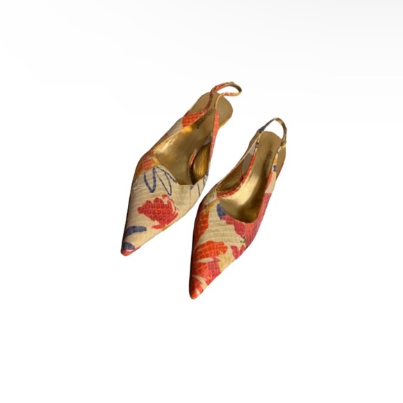 Dolce & Gabbana Shoes - Dolce & Gabbana Floral Leather Slingbacks - Women’s Size 39